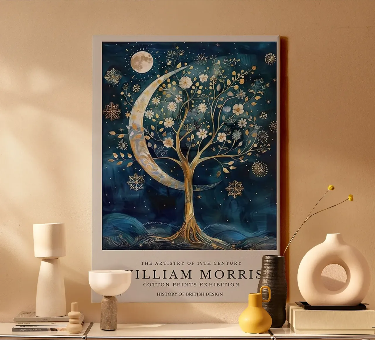 fiori serenità celeste crepuscolo william morris tela con Cornice a cassetta da komo store
