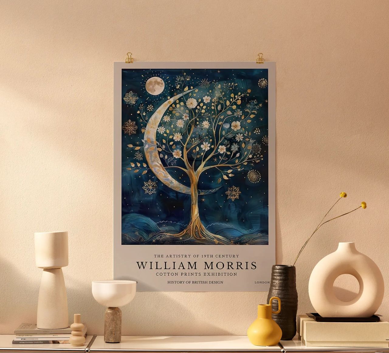 fleurs céleste sérénité crépuscule william morris poster de komo store