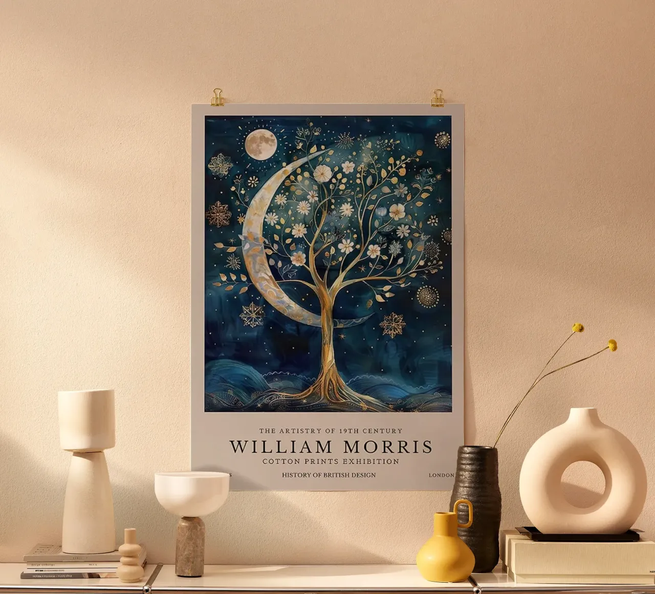 bloemen hemelse sereniteit schemering william morris poster met kunststof frame van komo store