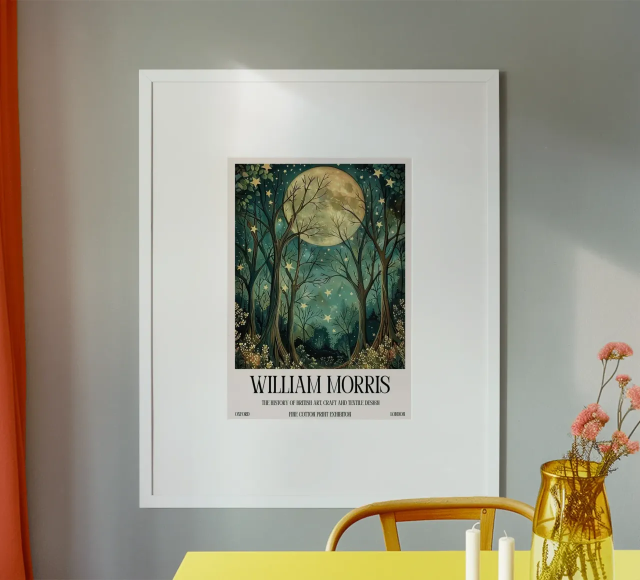 notte di luna piena william morris poster con telaio in alluminio da komo store