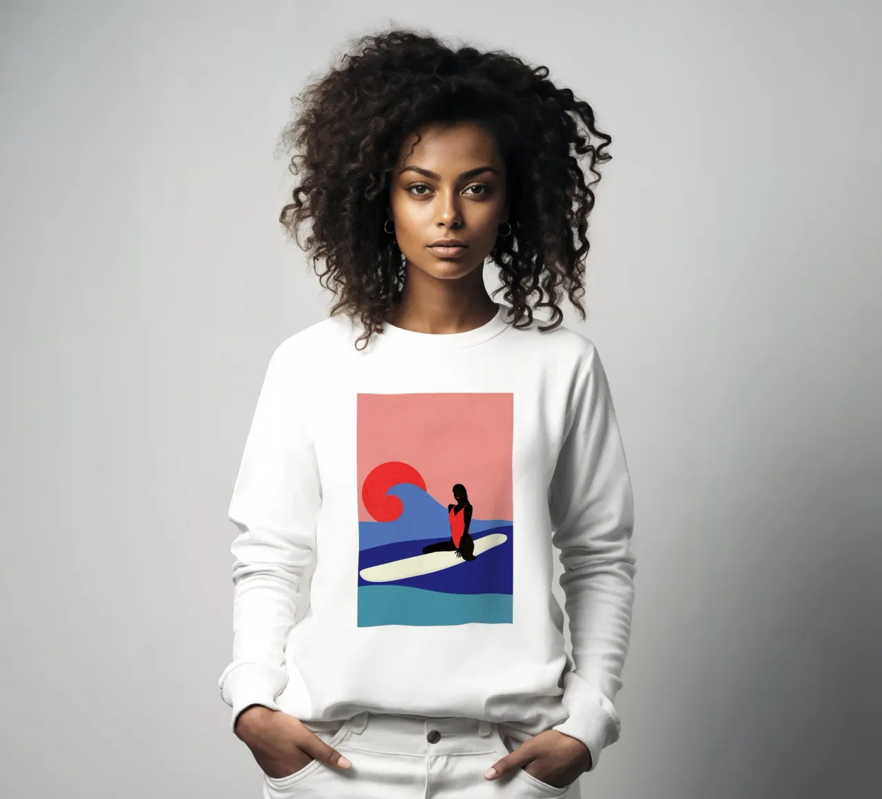 Girl On A Surfboard sudadera de Rosi Feist