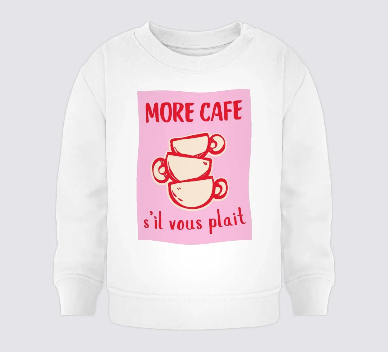 Frans Koffie Citaat Print baby sweatshirt van pdigitalprints