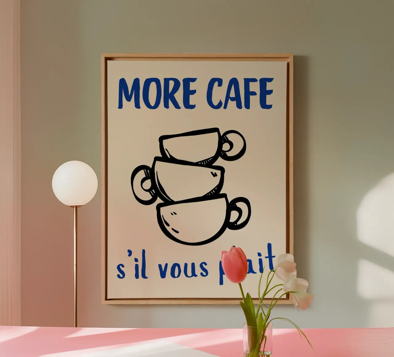 Meer Café S'il Vous Plaît canvas met Baklijst van pdigitalprints
