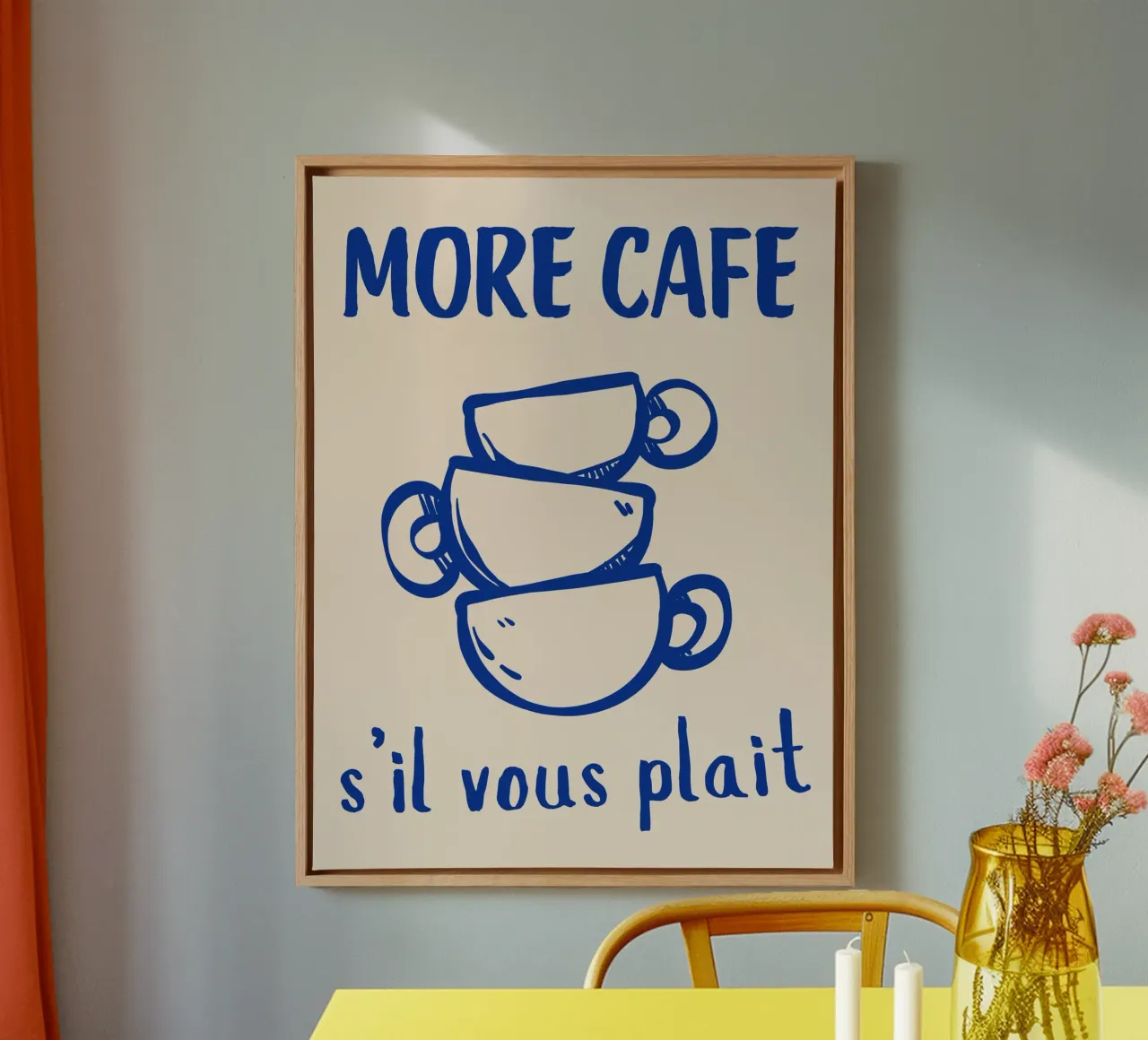 Franse Koffie Citaat Print - Meer Café S'il Vous Plaît canvas met Baklijst van pdigitalprints
