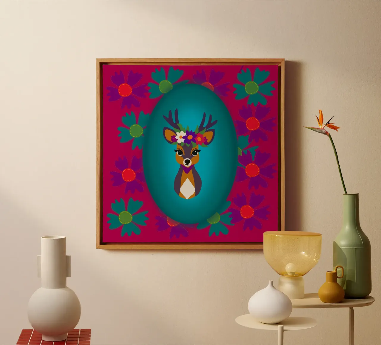 Deer Fairy Tale tela con Cornice a cassetta da Miris bunte Modewelt