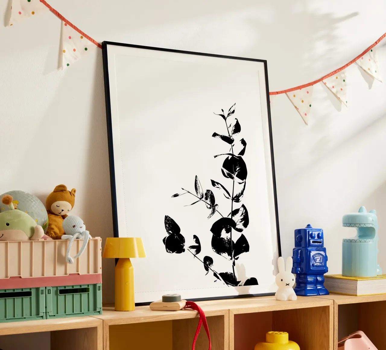 Fragmented Foliage poster with plastic frame by Silhouetica