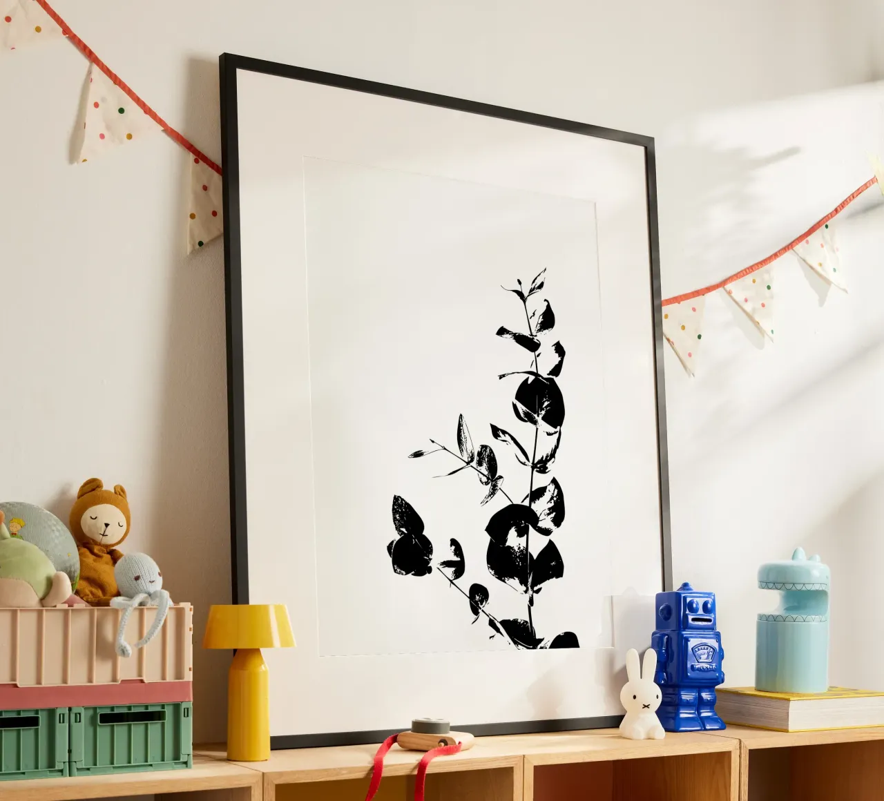 Fragmented Foliage poster with plastic frame by Silhouetica