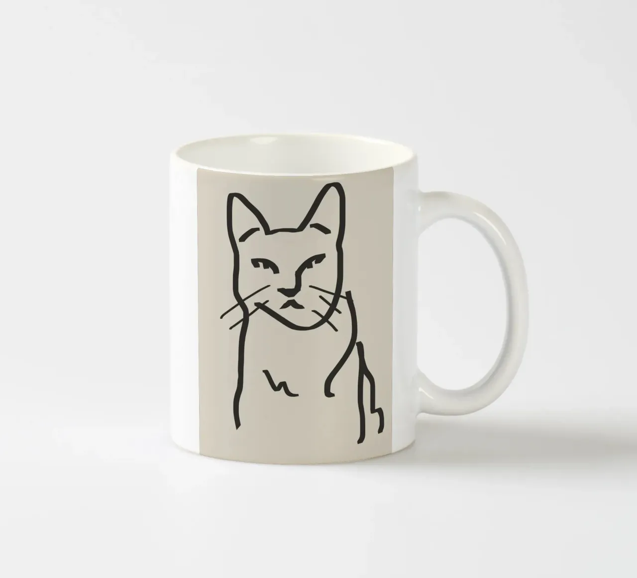 Disegno lineare di gatto 2 tazza in ceramica da Little Dean