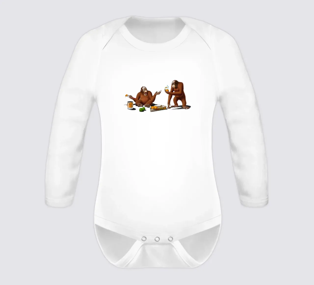 Orange Man (Wordless) long-sleeve baby romper by Rob Art | Illustration