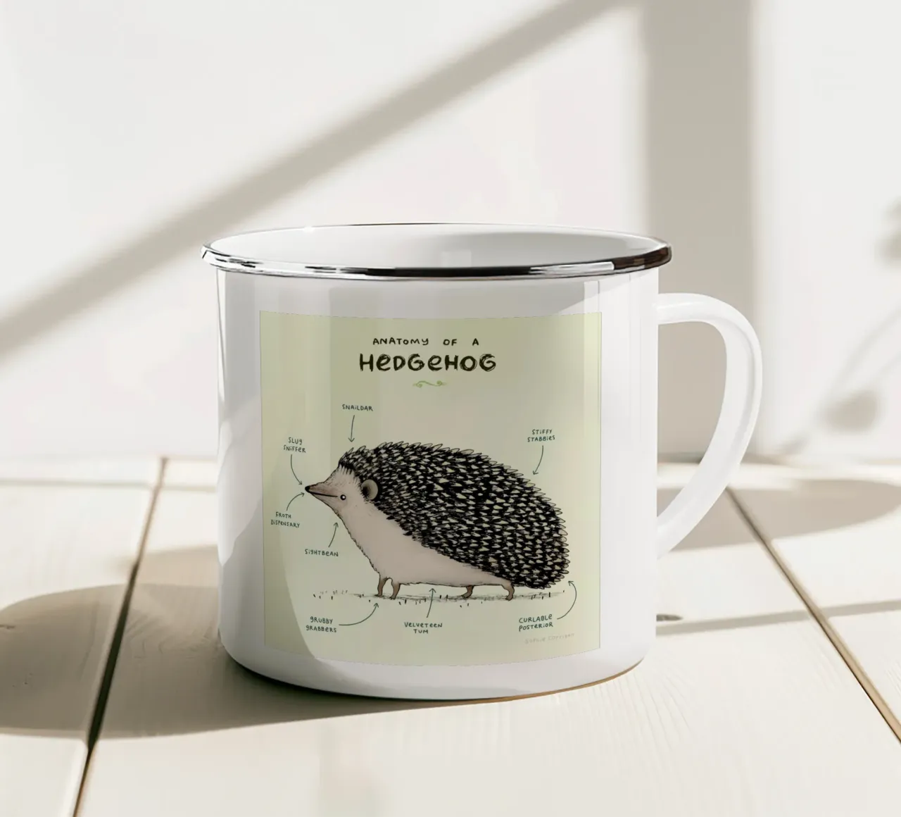 Anatomy Of A Hedgehog tazza in smalto da Sophie Corrigan