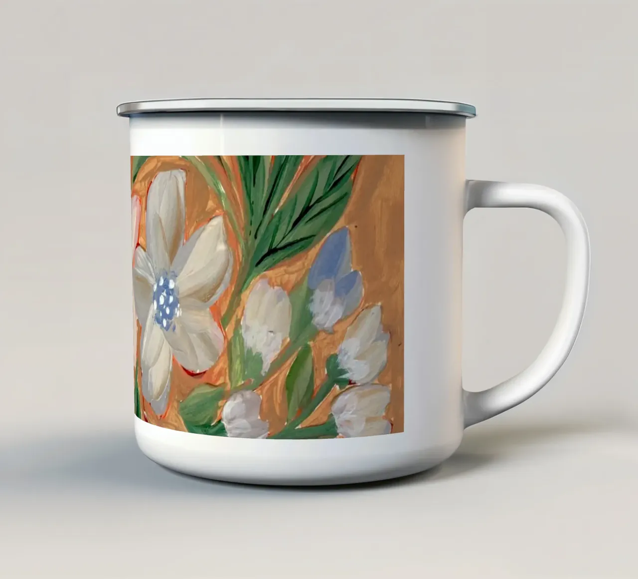 Fiori di terra pittorici tazza in smalto da Nikitajariwala
