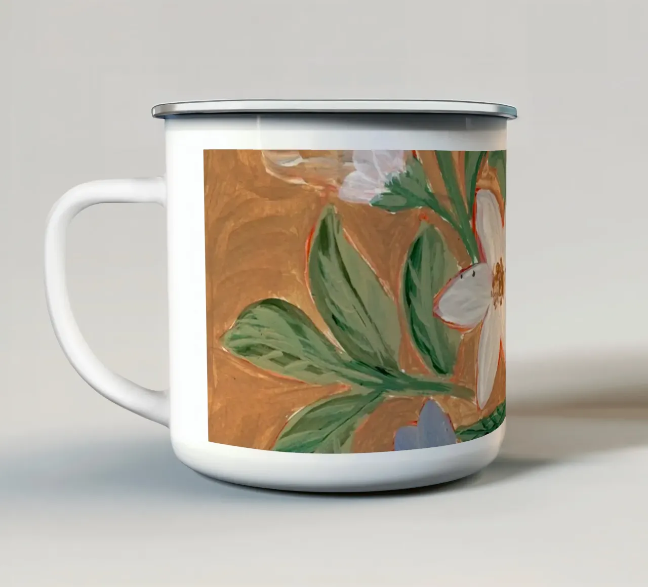Fiori di terra pittorici tazza in smalto da Nikitajariwala