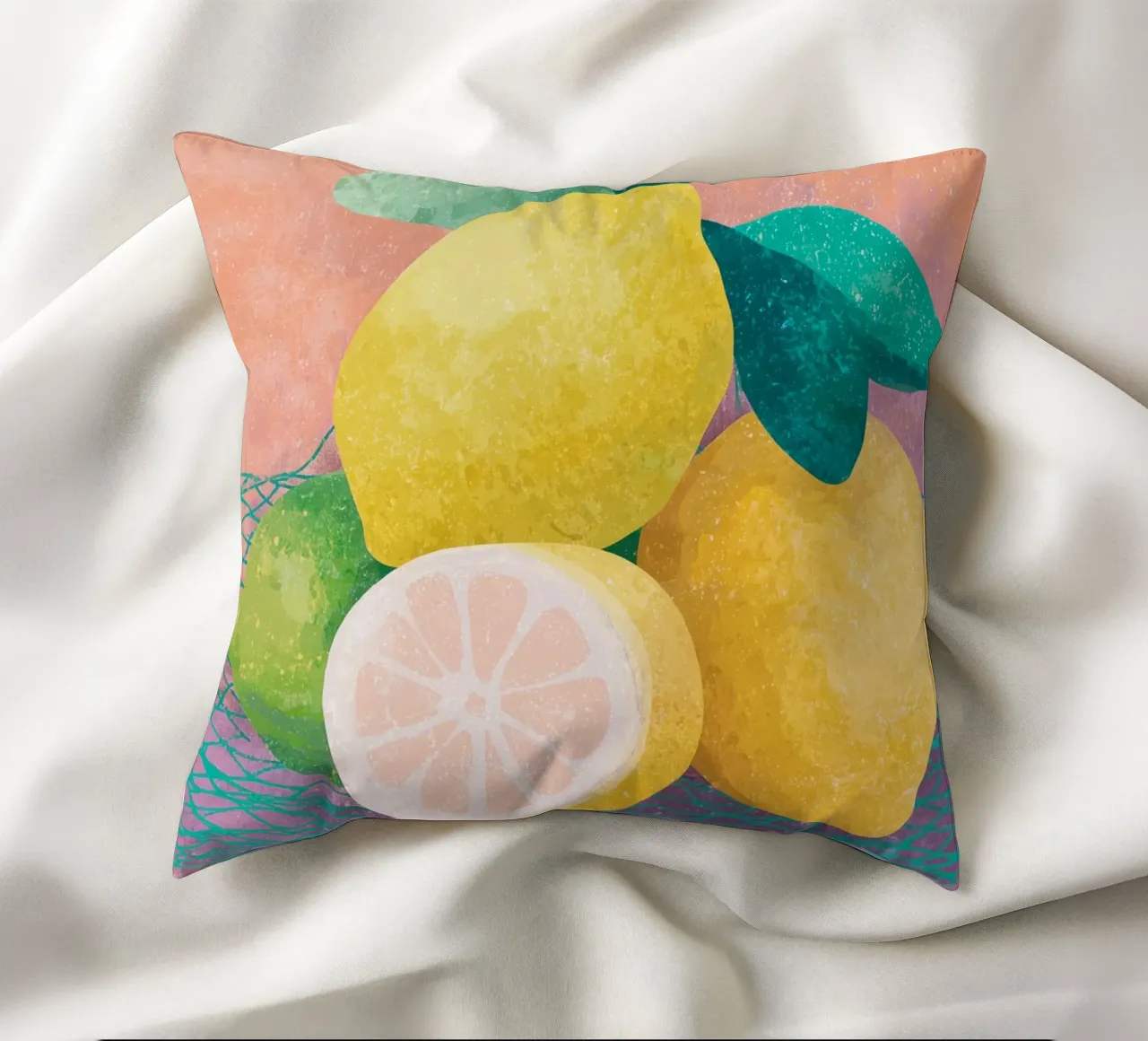 Accenti di limone con rete cuscino da Carinaprint