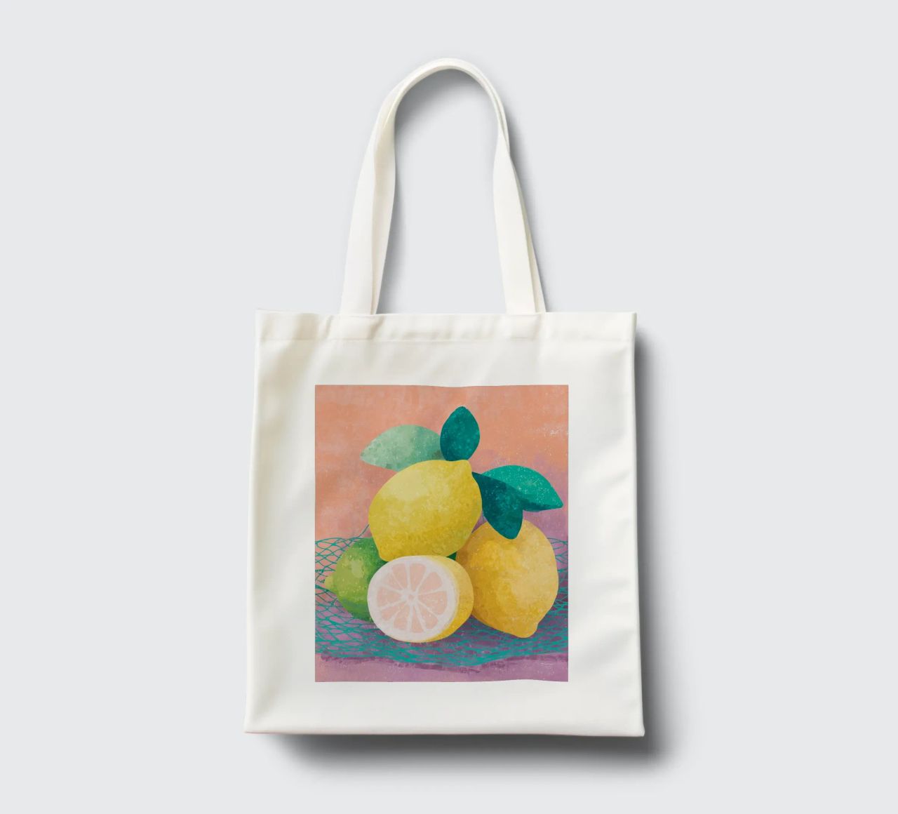 Accenti di limone con rete borsa in juta da Carinaprint