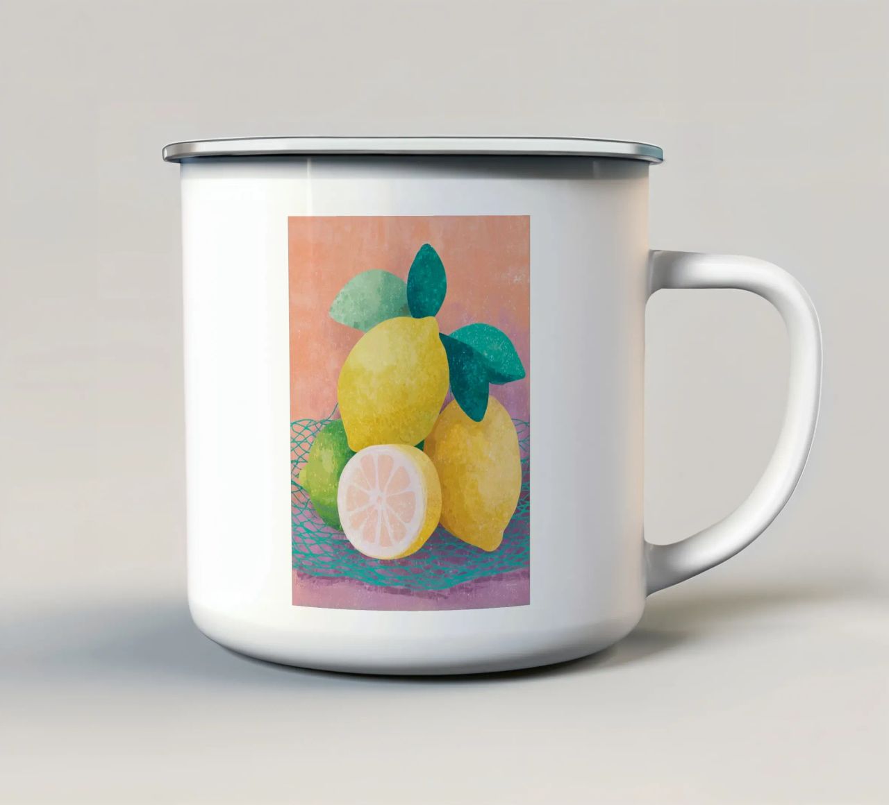Accenti di limone con rete tazza in smalto da Carinaprint