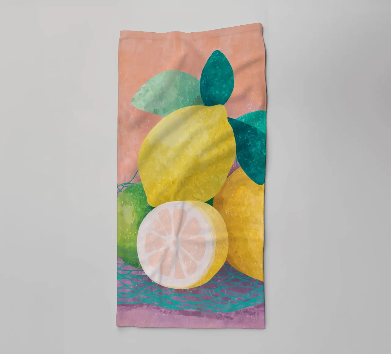 Accenti di limone con rete asciugamano da bagno da Carinaprint