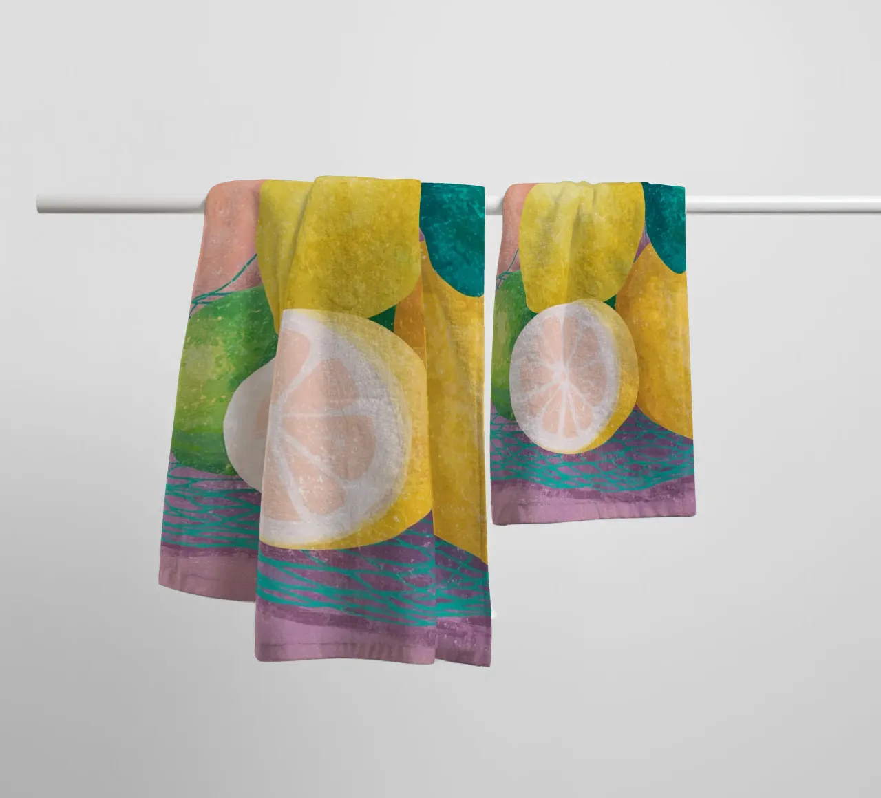 Accenti di limone con rete asciugamano da bagno da Carinaprint