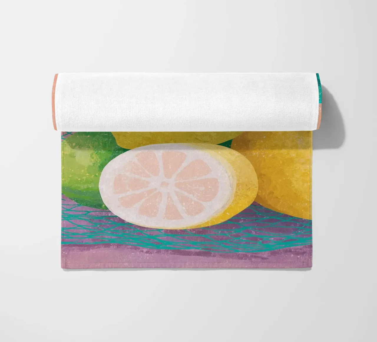 Lemon accents with mesh beach towel by Carinaprint