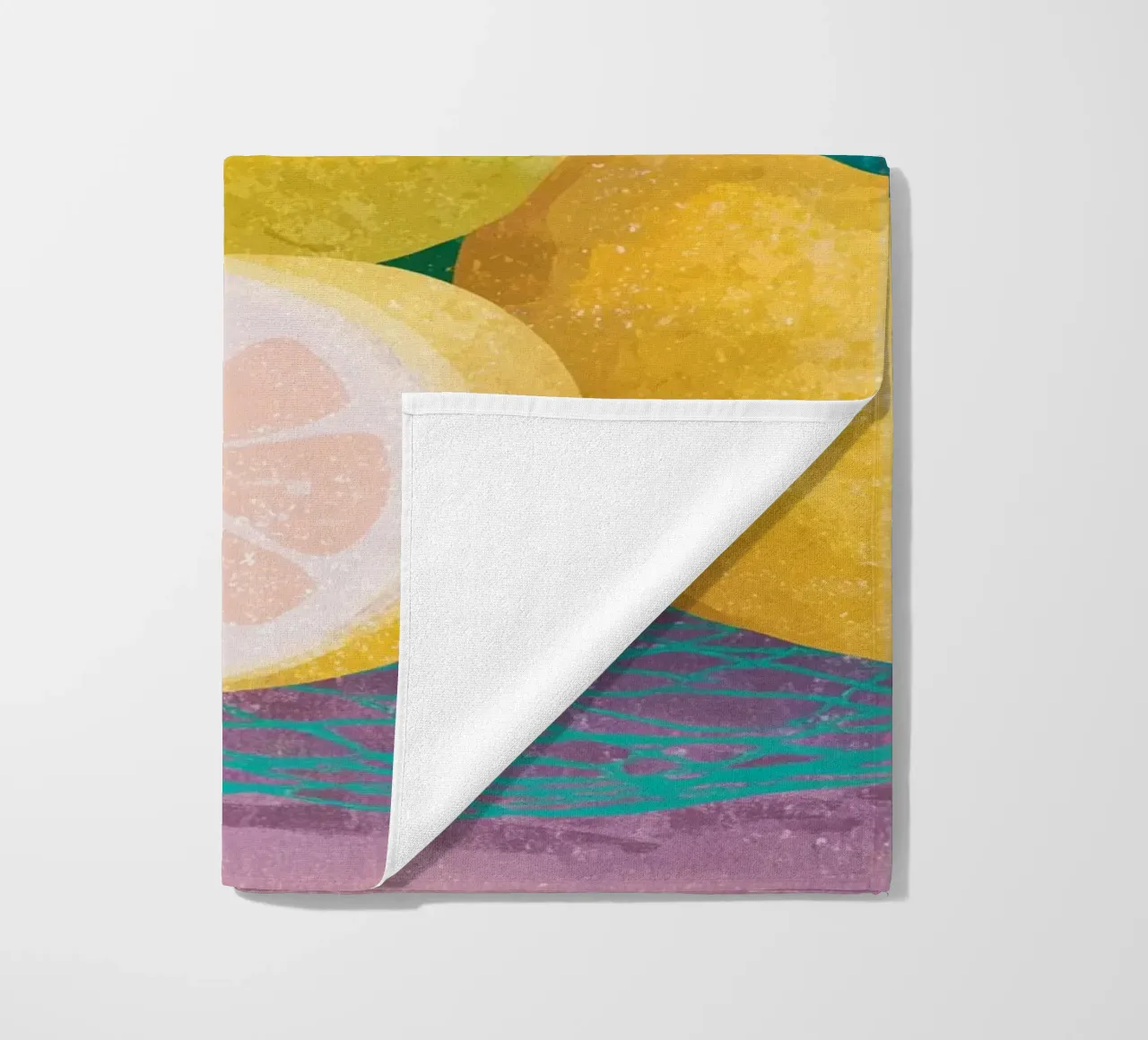 Lemon accents with mesh beach towel by Carinaprint