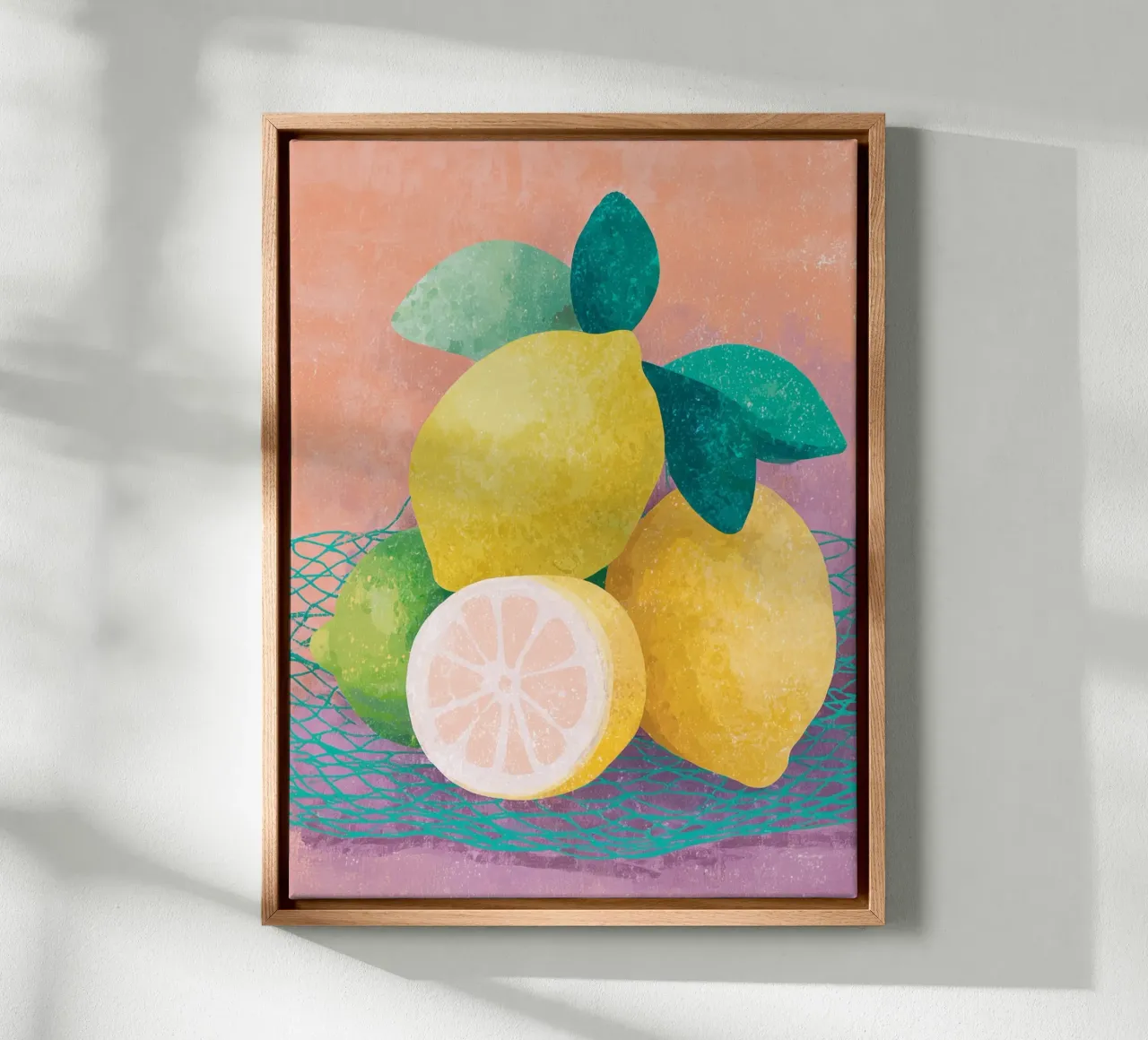 Zitronen Akzente mit Netz Leinwand von Carinaprint