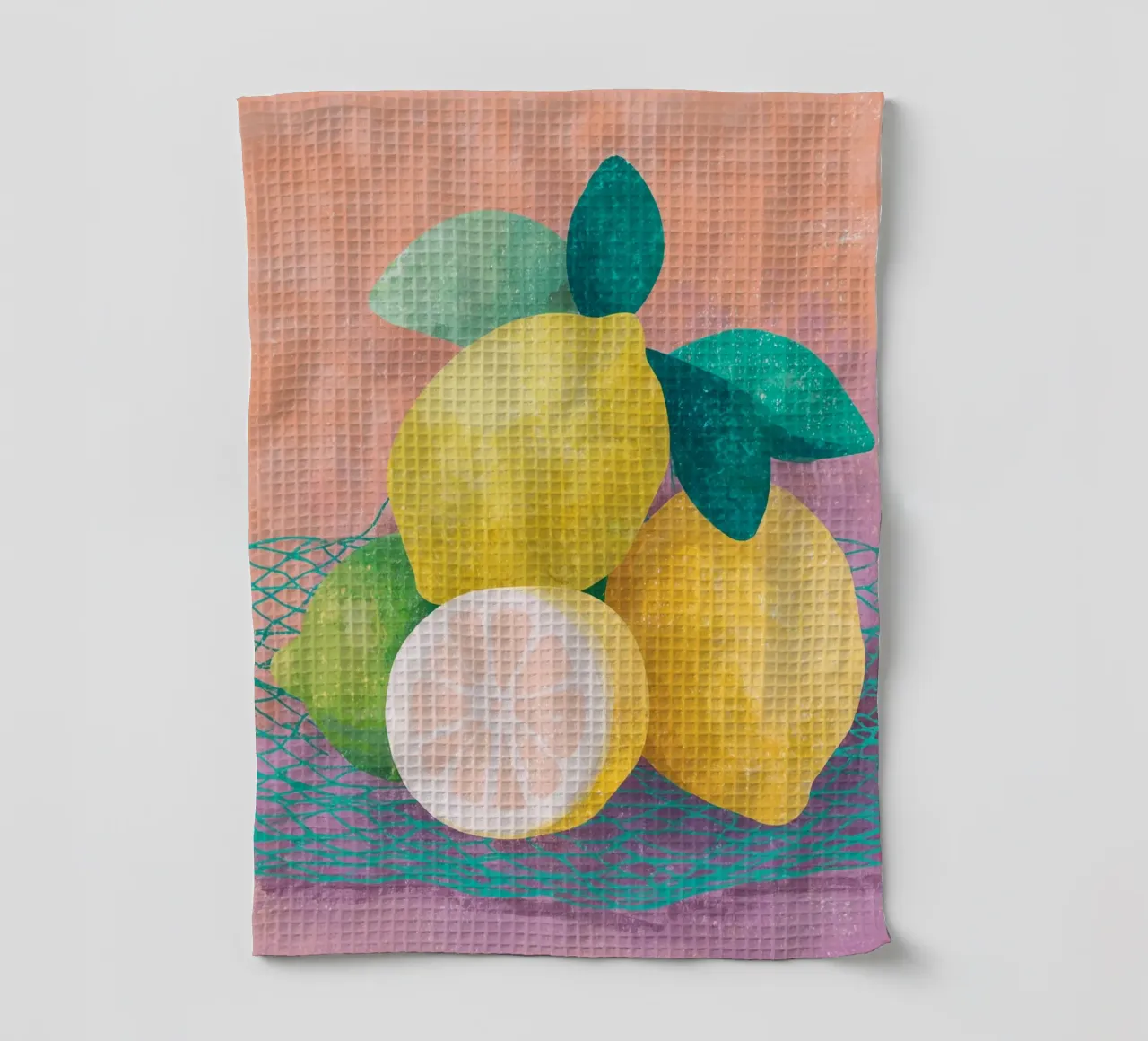 Accenti di limone con rete canovaccio da cucina da Carinaprint