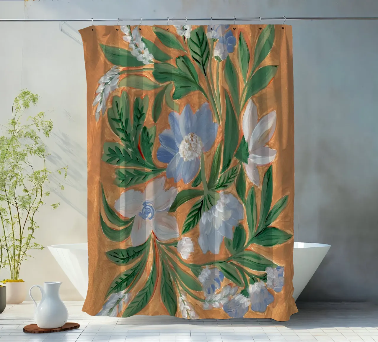 Fiori pittorici di terra tenda da doccia da Nikitajariwala