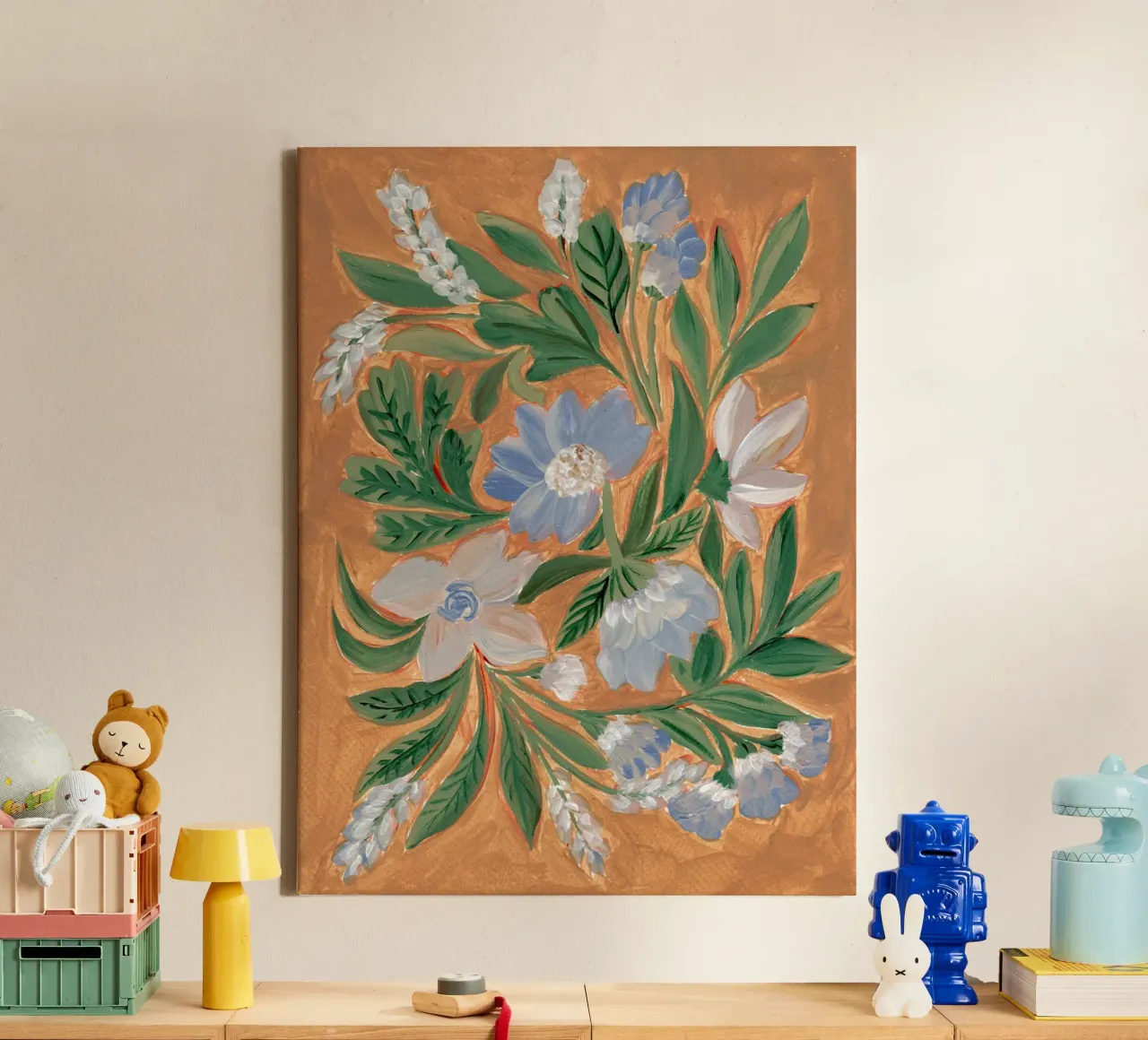 Fiori pittorici di terra tela con Cornice a cassetta da Nikitajariwala
