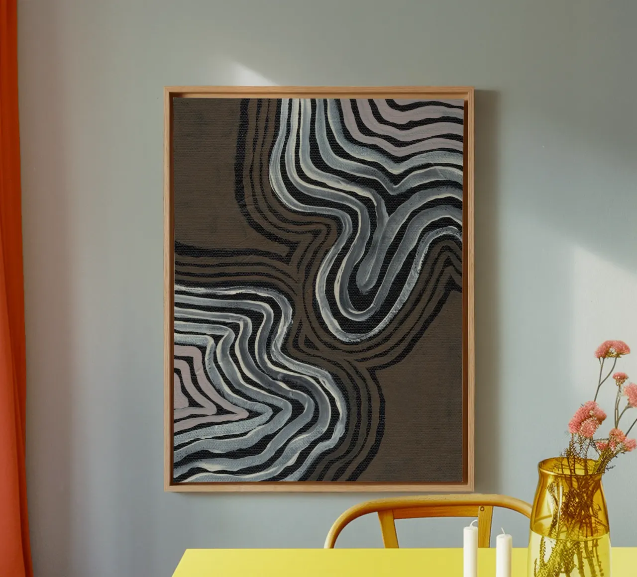 Irdene Rhythmische Linien Leinwand von Nikitajariwala