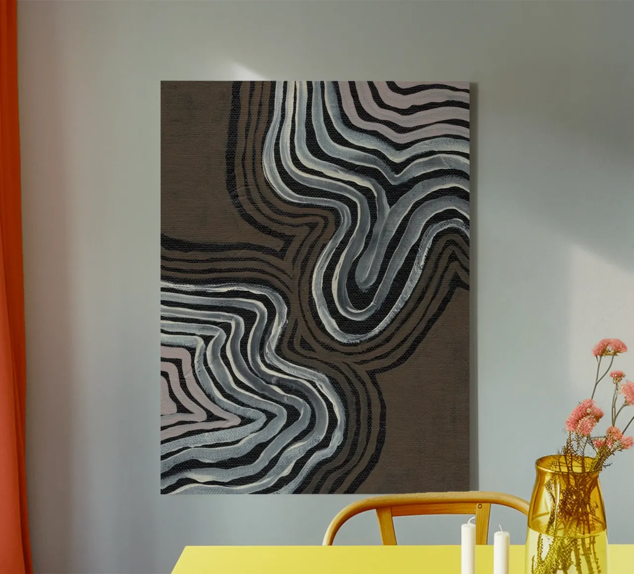 Irdene Rhythmische Linien Leinwand von Nikitajariwala