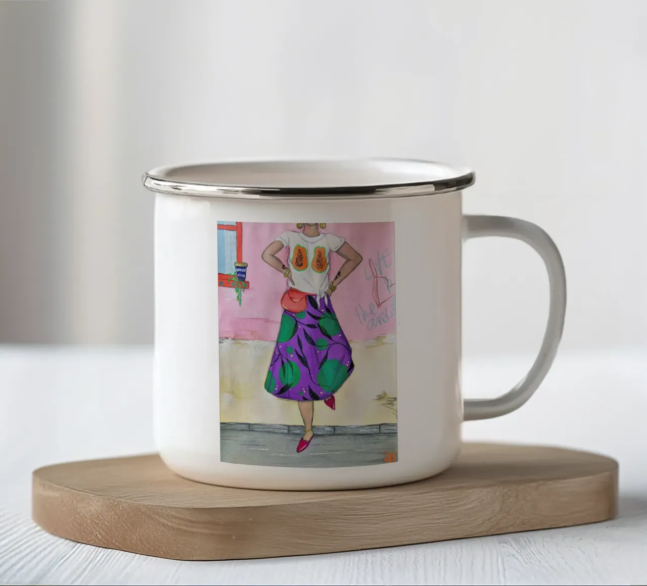 Breakfast Wine tazza in smalto da Paloma Kua