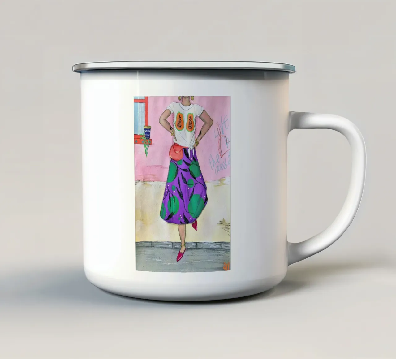 Breakfast Wine tazza in smalto da Paloma Kua