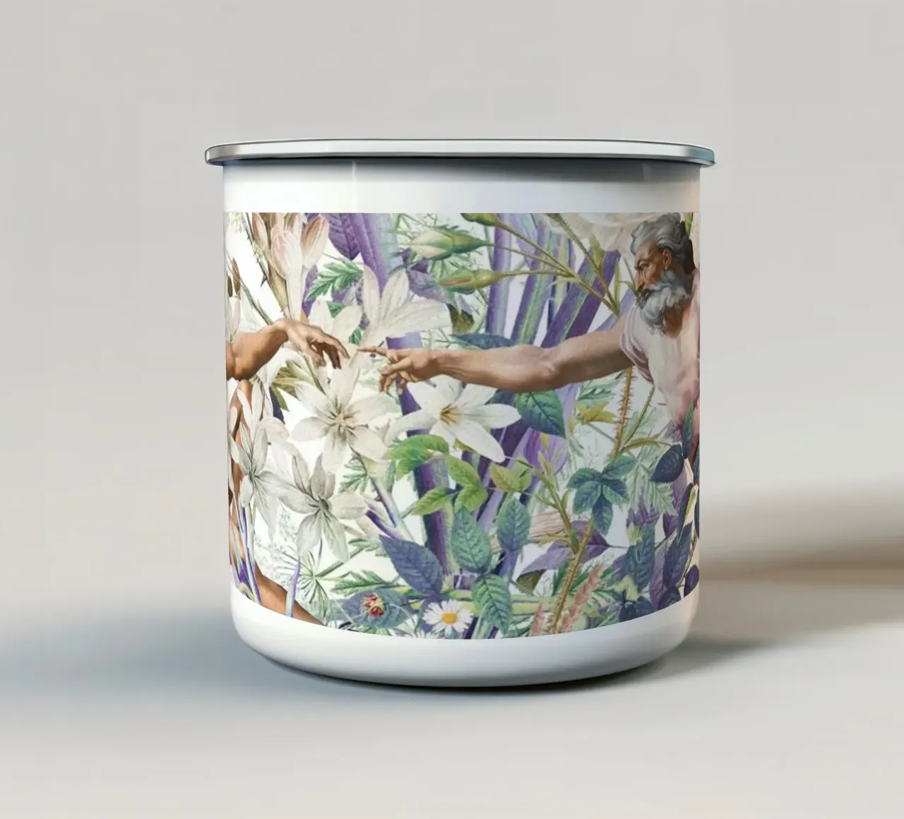 The Creation of Adam Emaille Tasse von burcukorkmazyurek