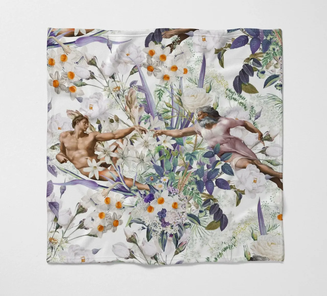 The Creation of Adam fleece blanket by burcukorkmazyurek