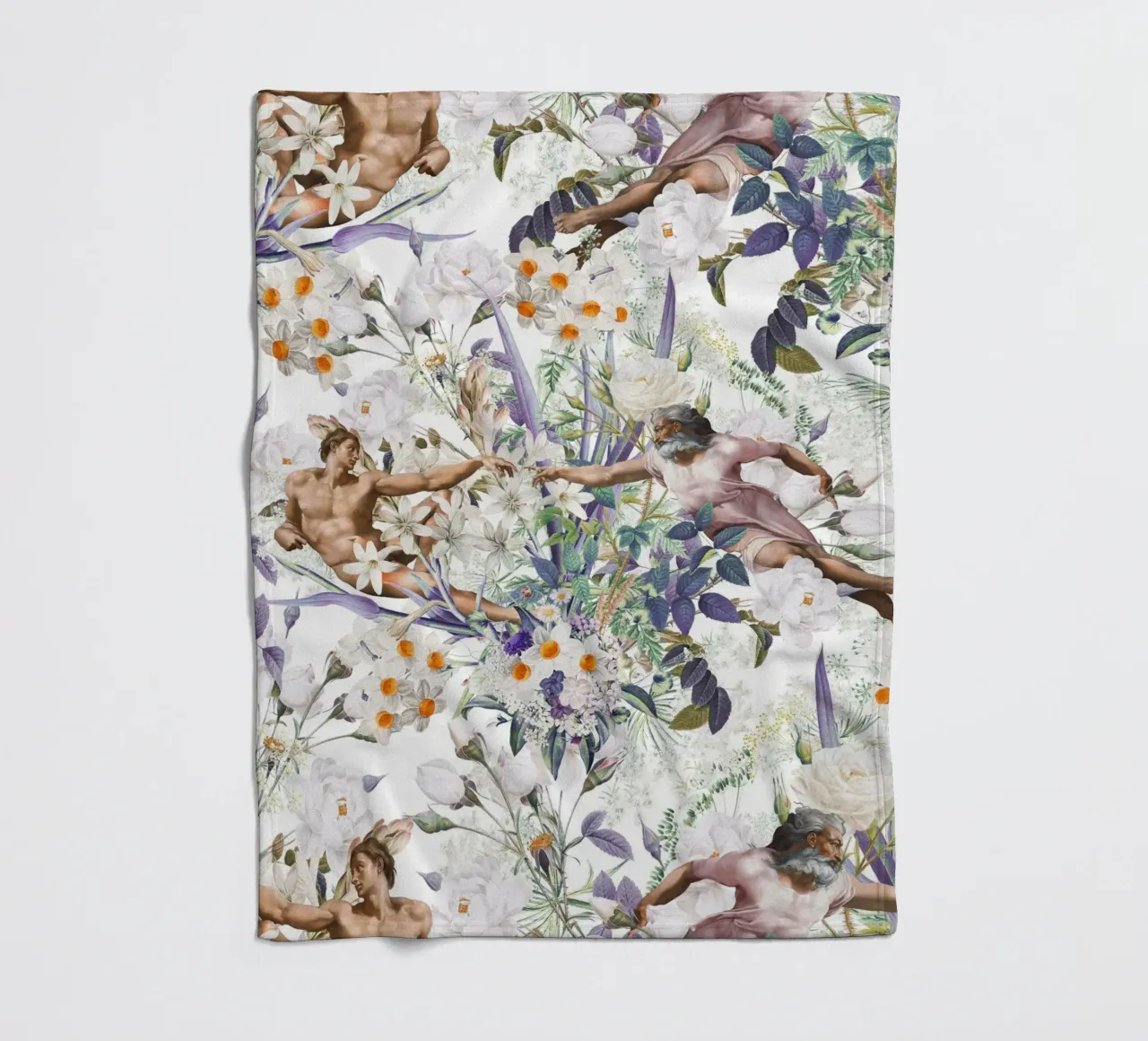 The Creation of Adam fleece blanket by burcukorkmazyurek