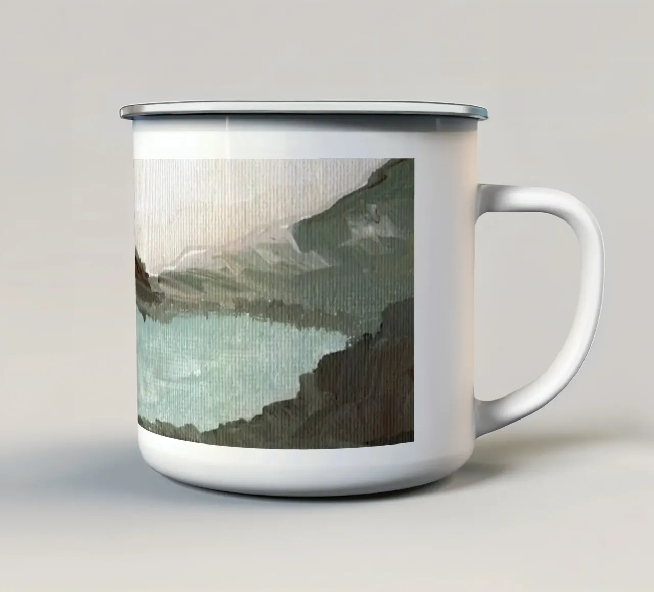 Paesaggio astratto tazza in smalto da Nikitajariwala