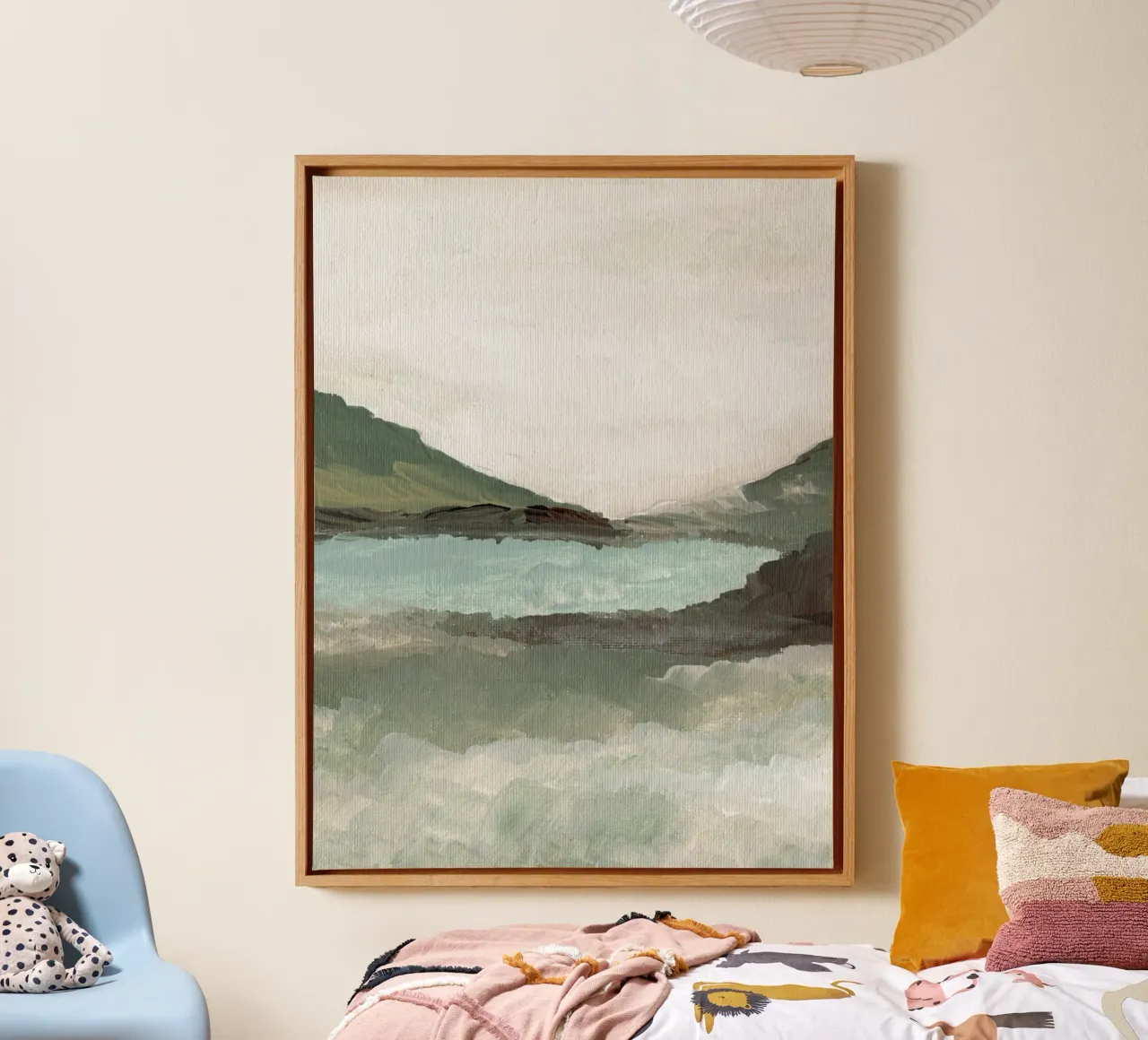 Abstracte landschapskunst canvas met Baklijst van Nikitajariwala
