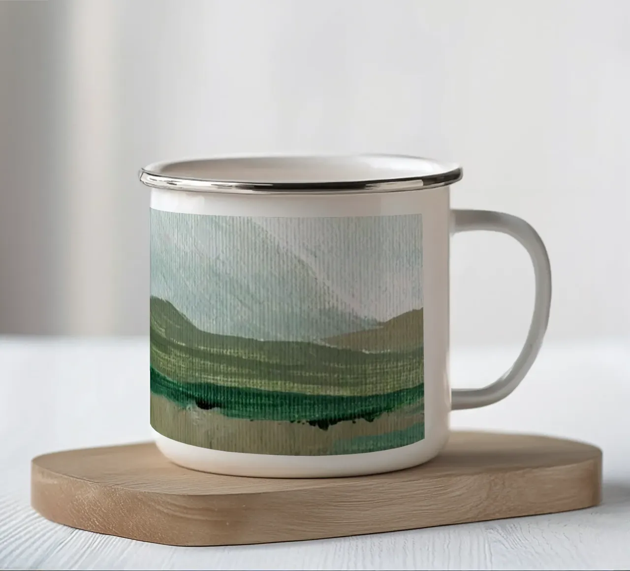 Paesaggio pittorico verde tazza in smalto da Nikitajariwala