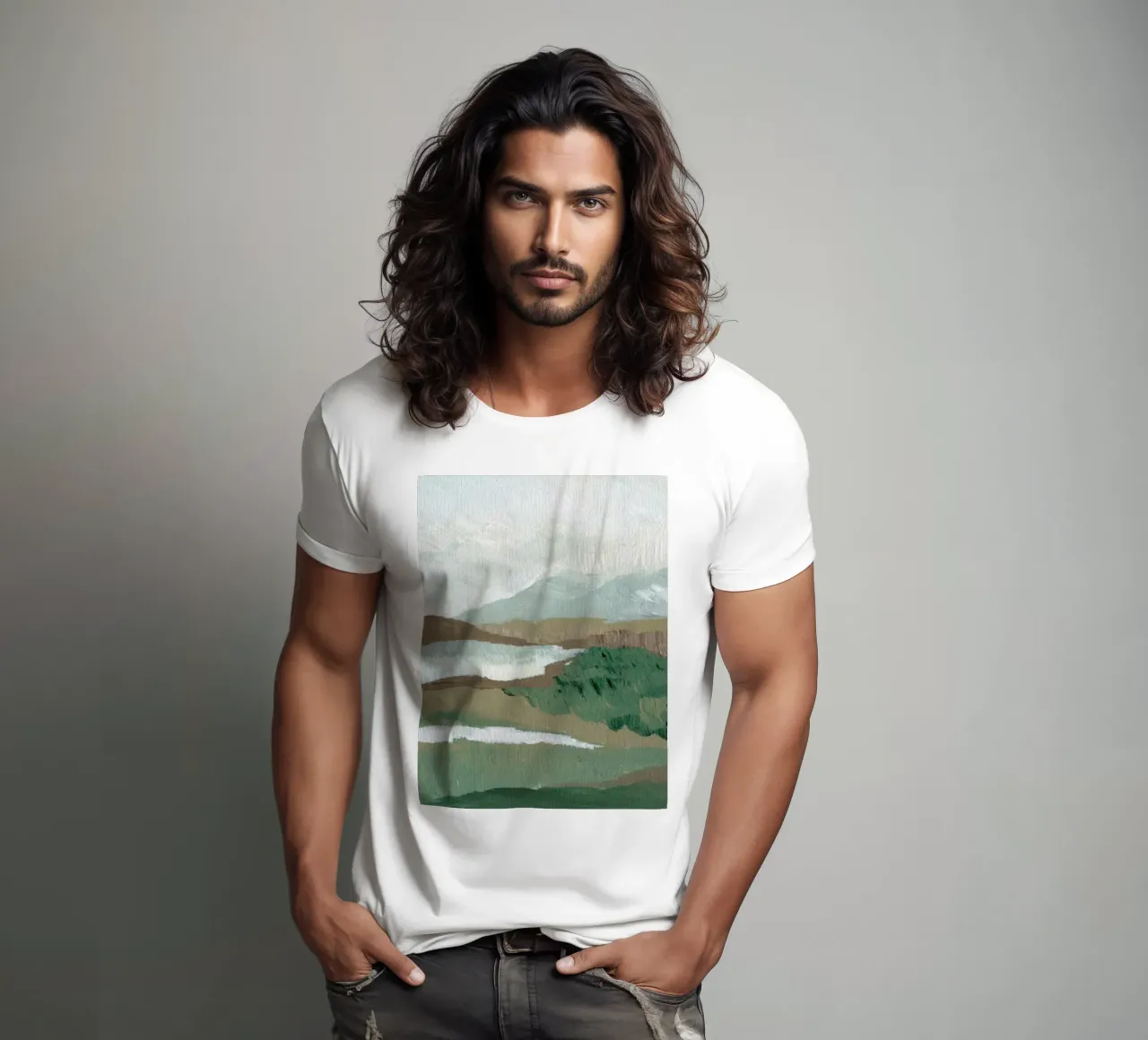 Paesaggio verde e pittorico t-shirt da Nikitajariwala