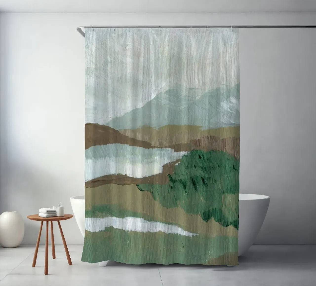 Paesaggio verde e pittorico tenda da doccia da Nikitajariwala
