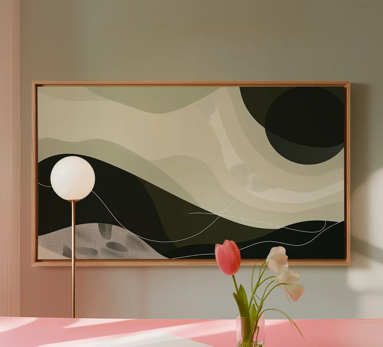 Green Abstraction canvas met Baklijst van Hey Vincent