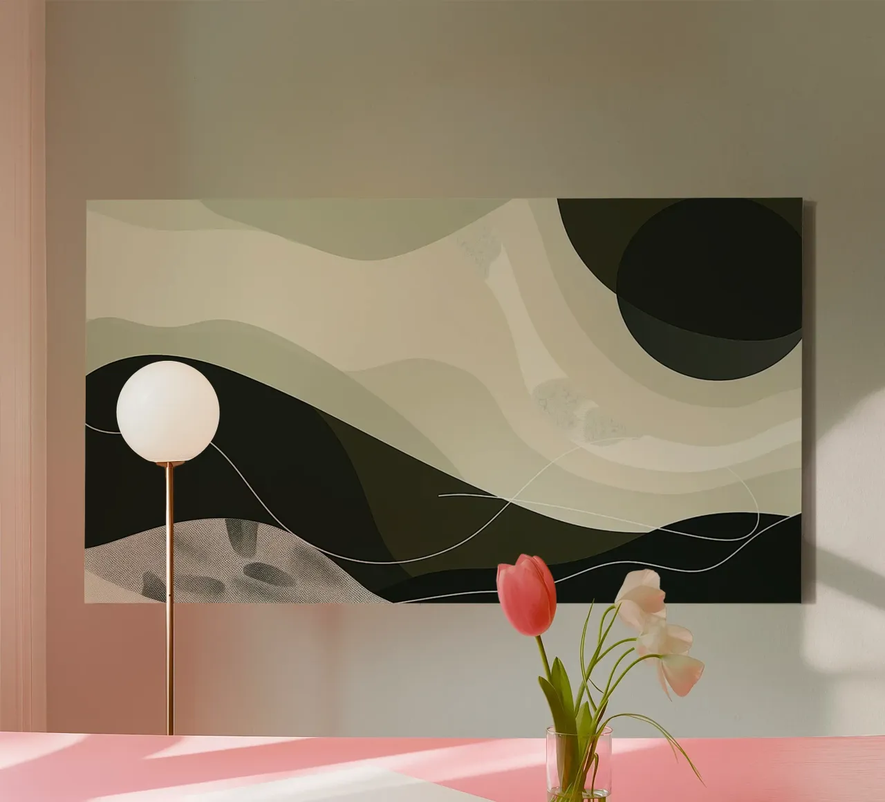 Green Abstraction canvas met Baklijst van Hey Vincent