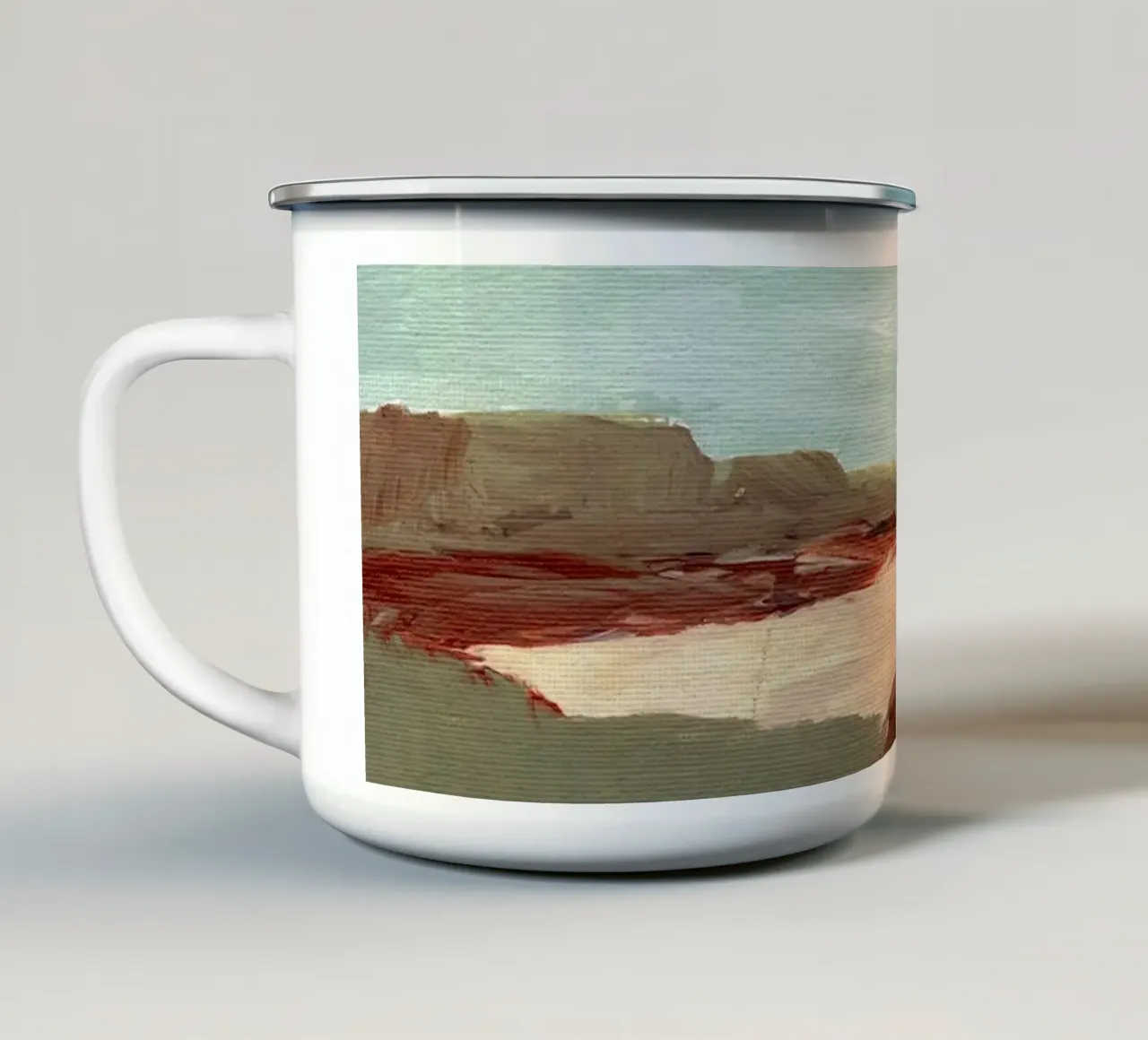 Paesaggio astratto tazza in smalto da Nikitajariwala