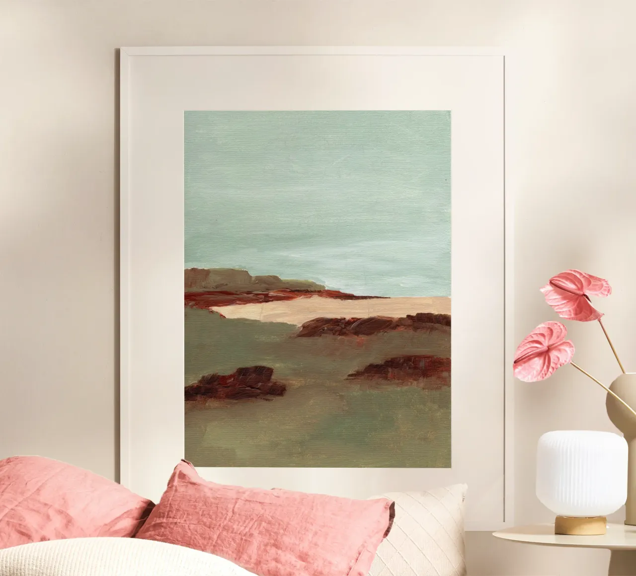 Paesaggio astratto poster con telaio in legno da Nikitajariwala