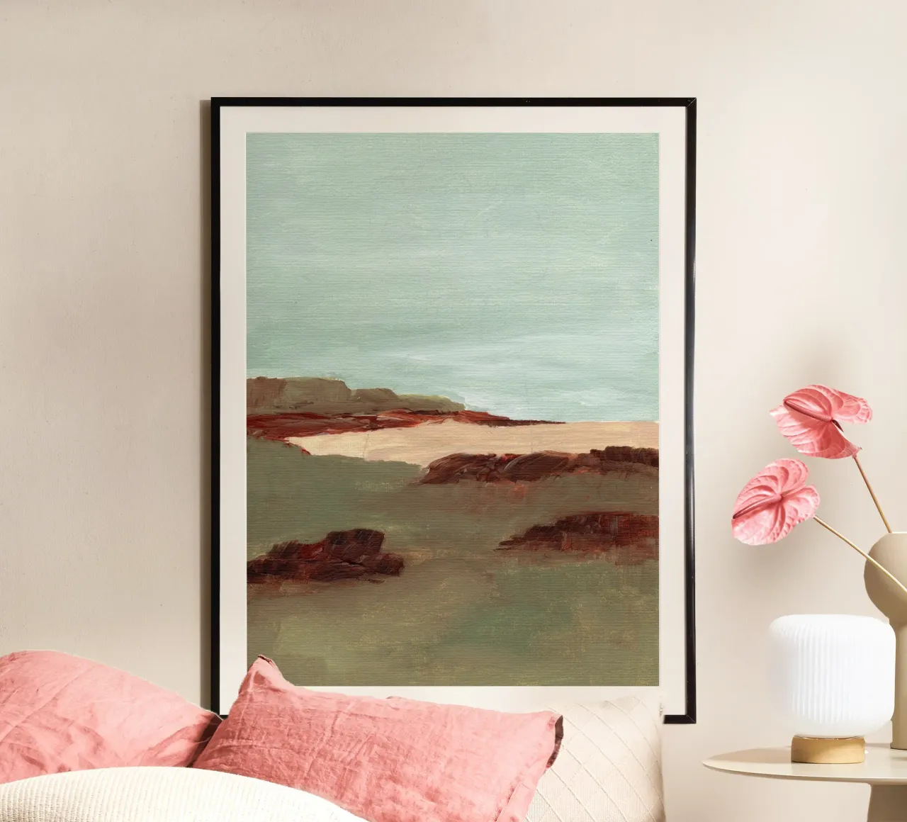Paesaggio astratto poster con telaio in legno da Nikitajariwala
