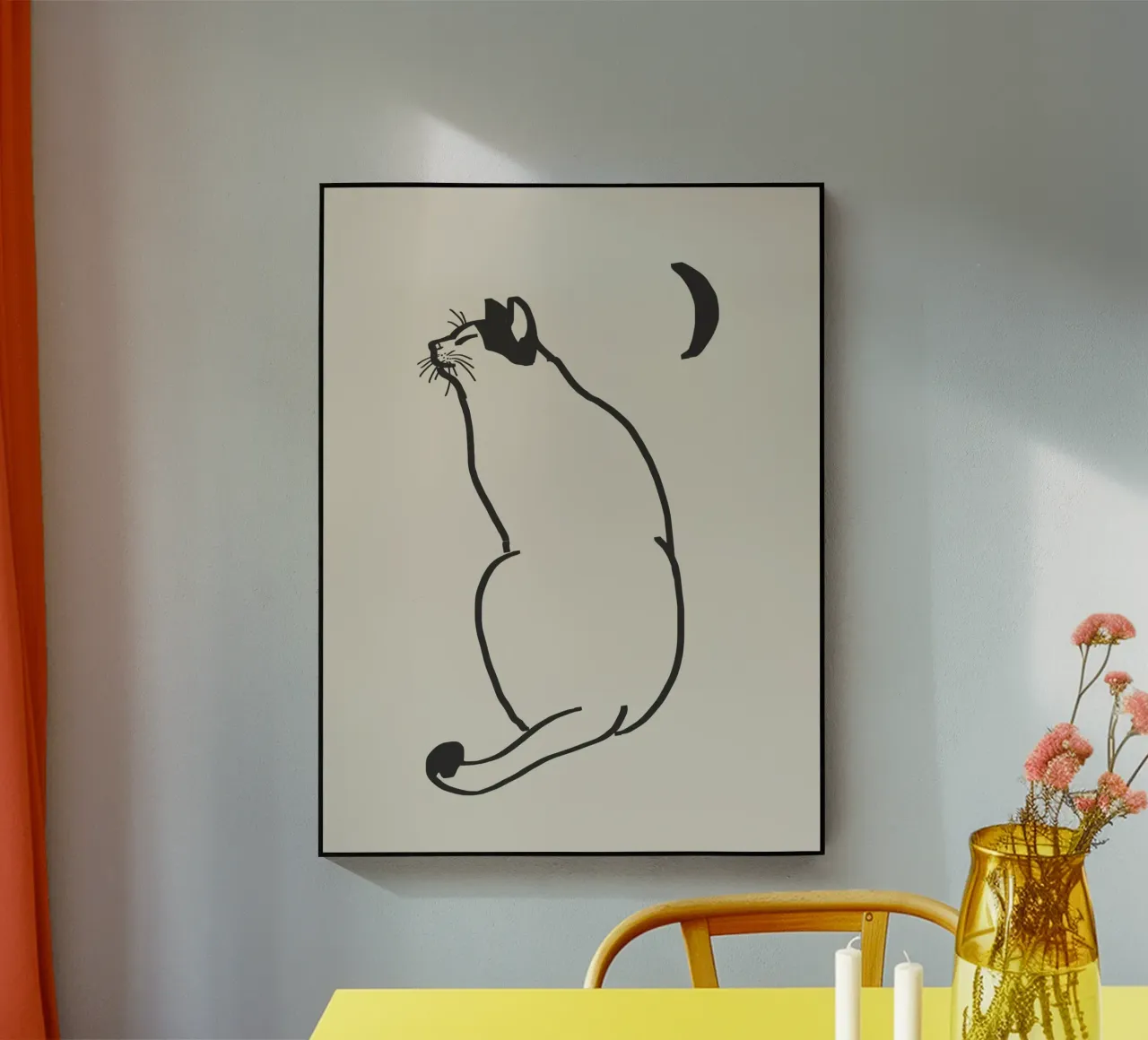 Dibujo lineal de un gato 4 metacrilato de Little Dean