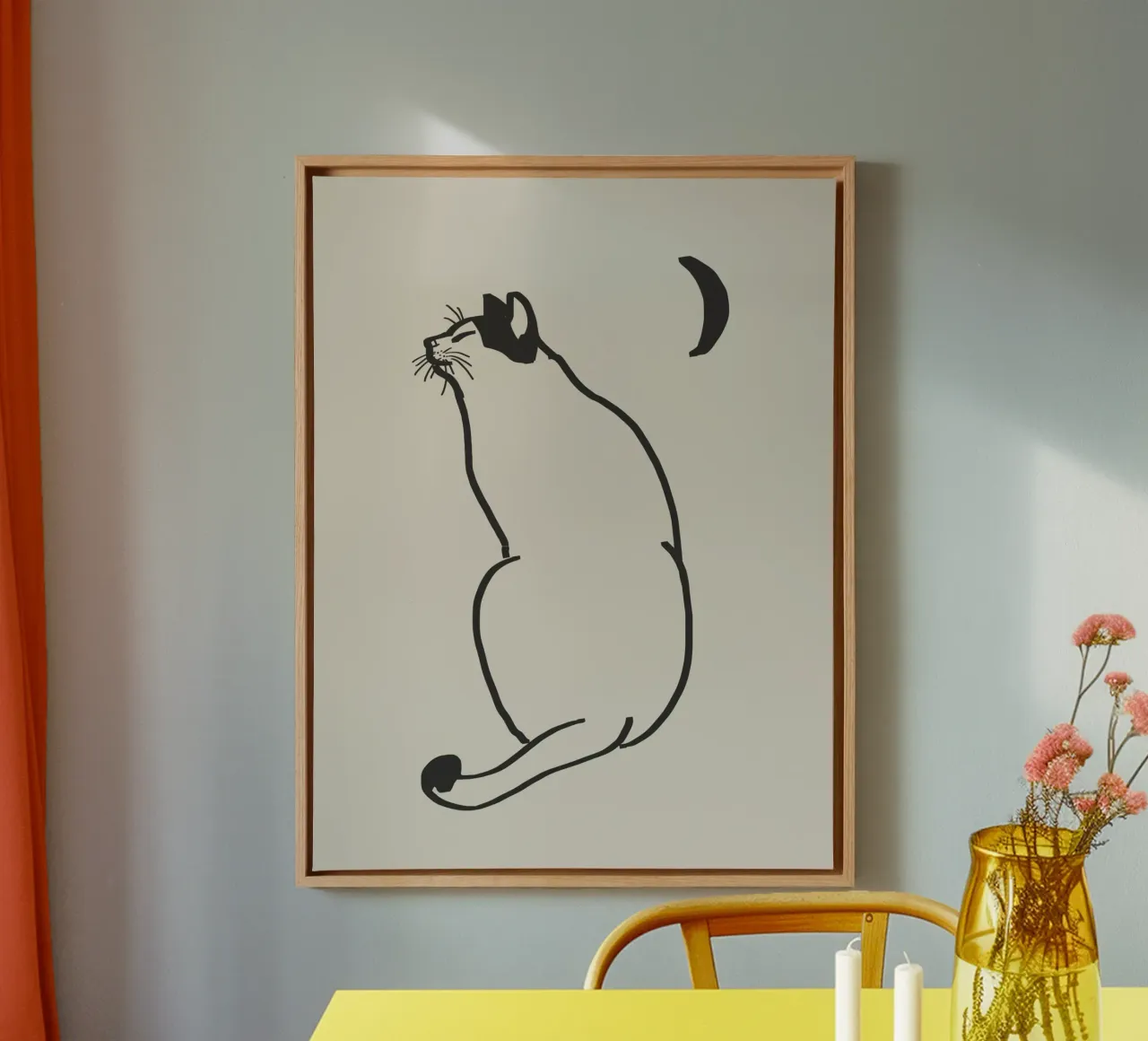 Line art cat drawing 4 canvas by Little Dean