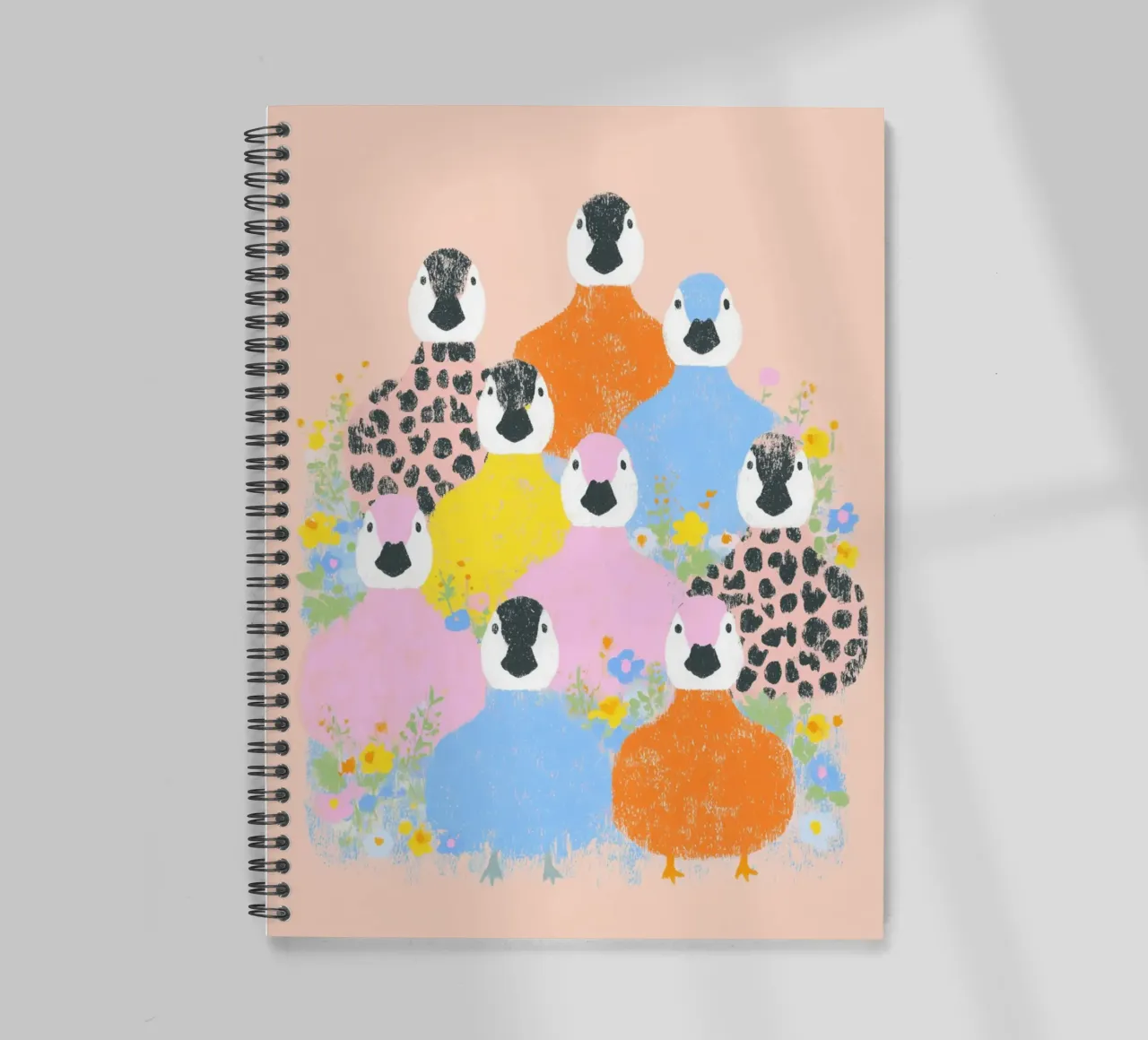 Flowers fun with ducks spiral notebook by Carinaprint