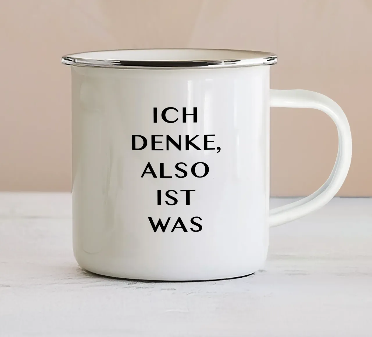 ICH DENKE, ALSO IST WAS Emaille Tasse von Vintage Van Gogh