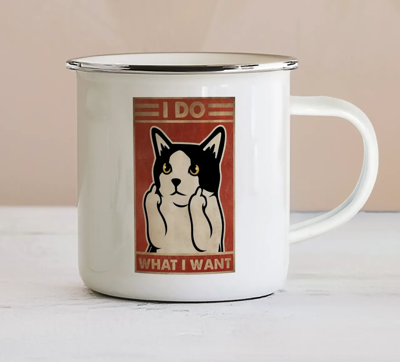I Do What I Want taza de esmalte de Nando Art