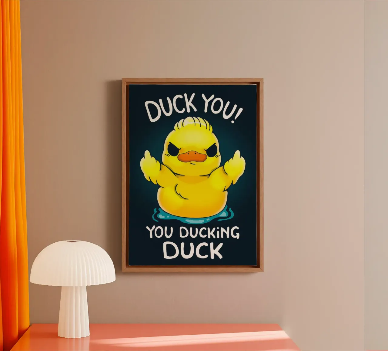 Duck You Leinwand mit Schattenfugenrahmen von Nando Art